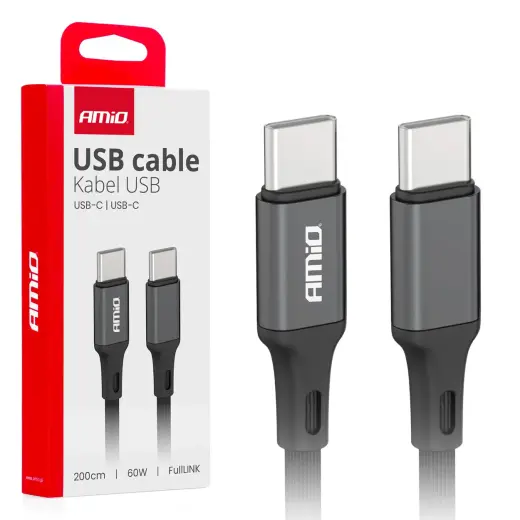 AMiO AMIO-03903 duomenų perdavimo ir įkrovimo laidas | USB-C į USB-C | 60W | 2m