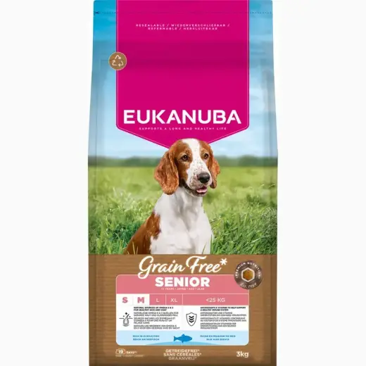 Sausa barība suņiem - Eukanuba Senior Small & Medium, Grain Free, ocean fish 3 kg