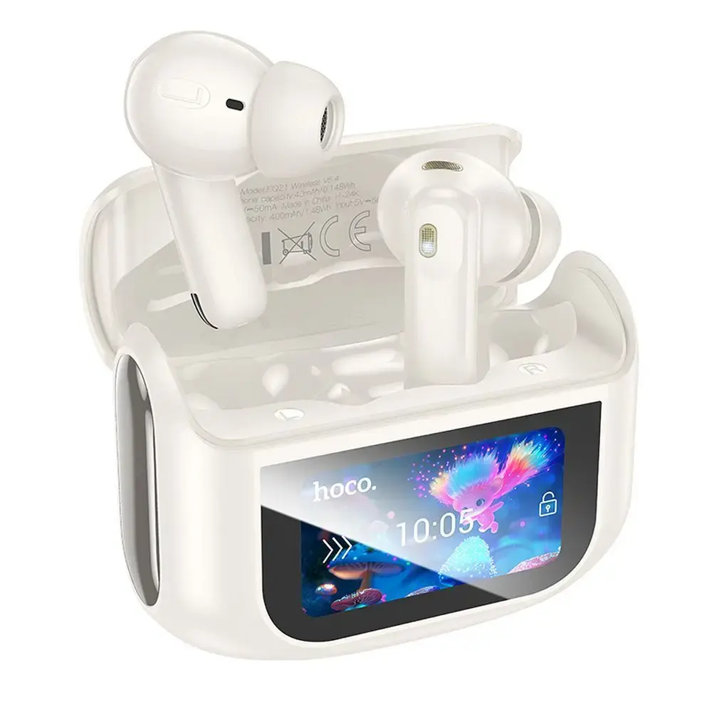 Wireless earphones Hoco with touch screen TWS ANC ENC EQ21 cloudy white