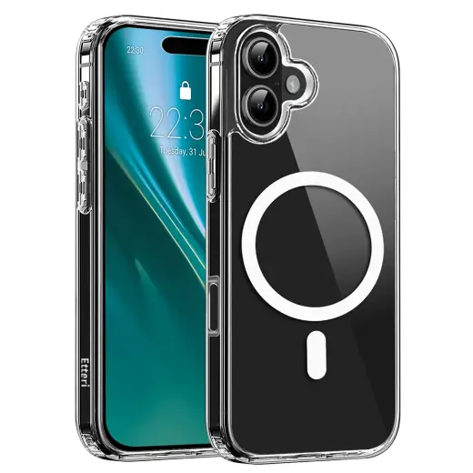 Etteri Hybrid Mag maciņš ar MagSafe atbalstu telefonam iPhone 16 Plus caurspīdīgs