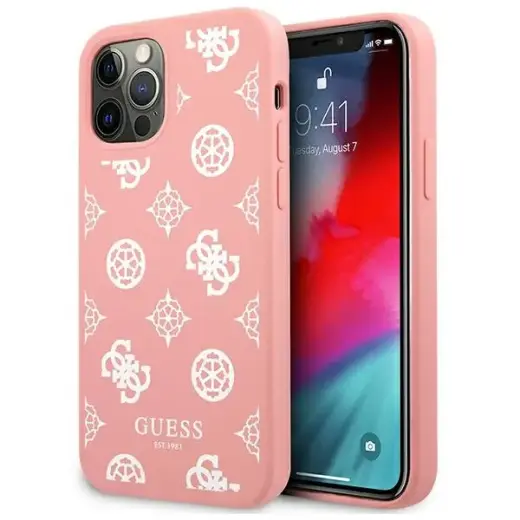 Guess GUHCP12MLSPEWPI iPhone 12|12 Pro 6,1" różowy|pink hard case Peony Collection
