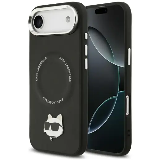Karl Lagerfeld Choupette Pin MagSafe Case for iPhone Air Black