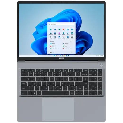 TECNO Megabook K16SDA AMD R5-7430U up to 4.3GHz 16-inch FHD IPS 16:10 1920x1200 300nits 60Hz  RAM 16Gb SSD 1Tb 70Wh 17.5 hours Cam 1Mp 720p AI WiFi5 BT 5.0 RJ45 2xTypeC Full 2xUSB3.1 HDMI Finger print QWERTY EN Backlight All metal Winows 11H Gray