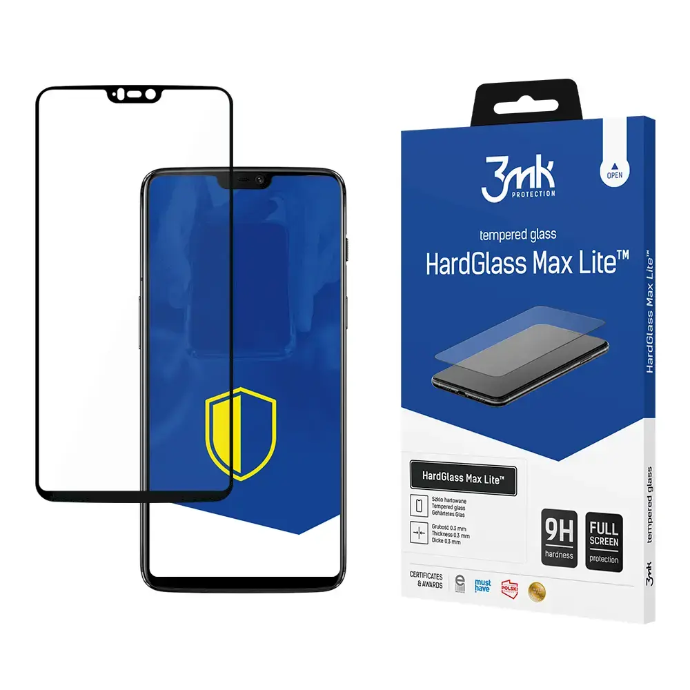 OnePlus 6 Black - 3mk HardGlass Max Lite™ screen protector