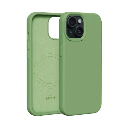 Etteri Silicone maciņš ar MagSafe atbalstu telefonam iPhone 13 zaļš