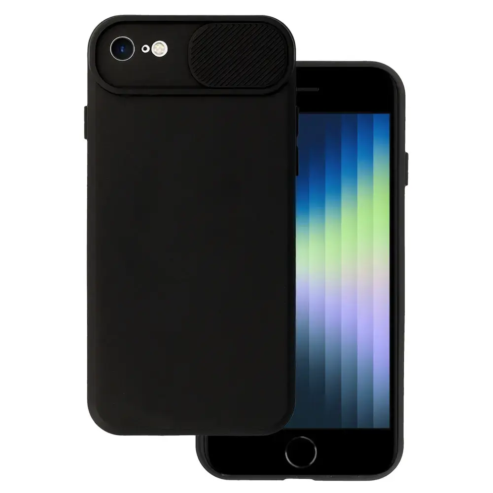 Camshield Soft maciņš telefonam iPhone 7 Plus | iPhone 8 Plus melns (ar kameras aizsargu)