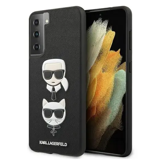 Karl Lagerfeld KLHCS21MSAKICKCBK S21+ G996 czarny|black hardcase Saffiano Ikonik Karl&Choupette Head