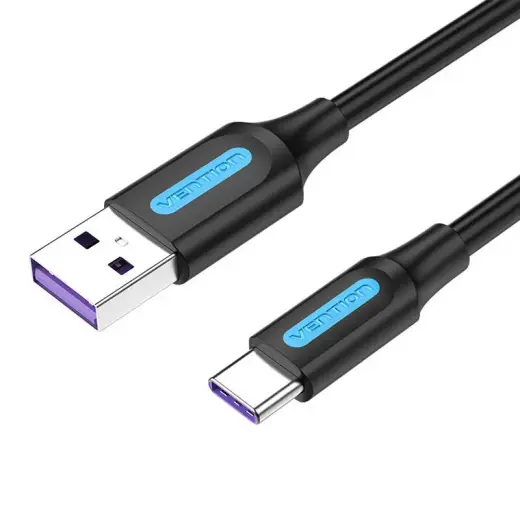 Vention CORBF datu pārraides un uzlādes vads | USB-A uz USB-C | 25W | 1m | melns