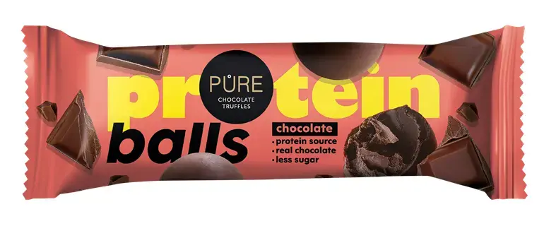 Tumšās šokolādes trifeles ar proteīna šokolādes krēma pildījumu 40g PURE