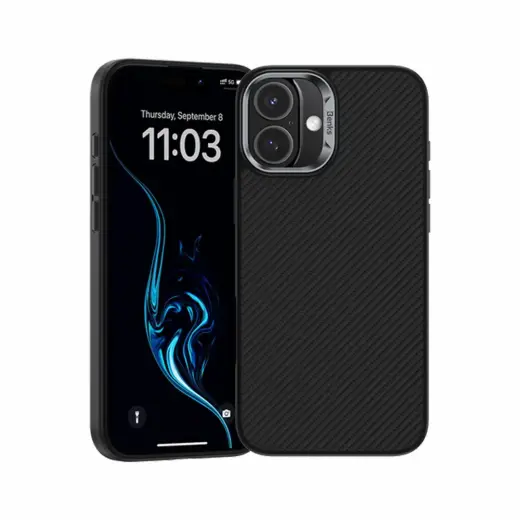 Benks Magnetic Armor Pro Kevlar maciņš telefonam iPhone 16 Plus melns