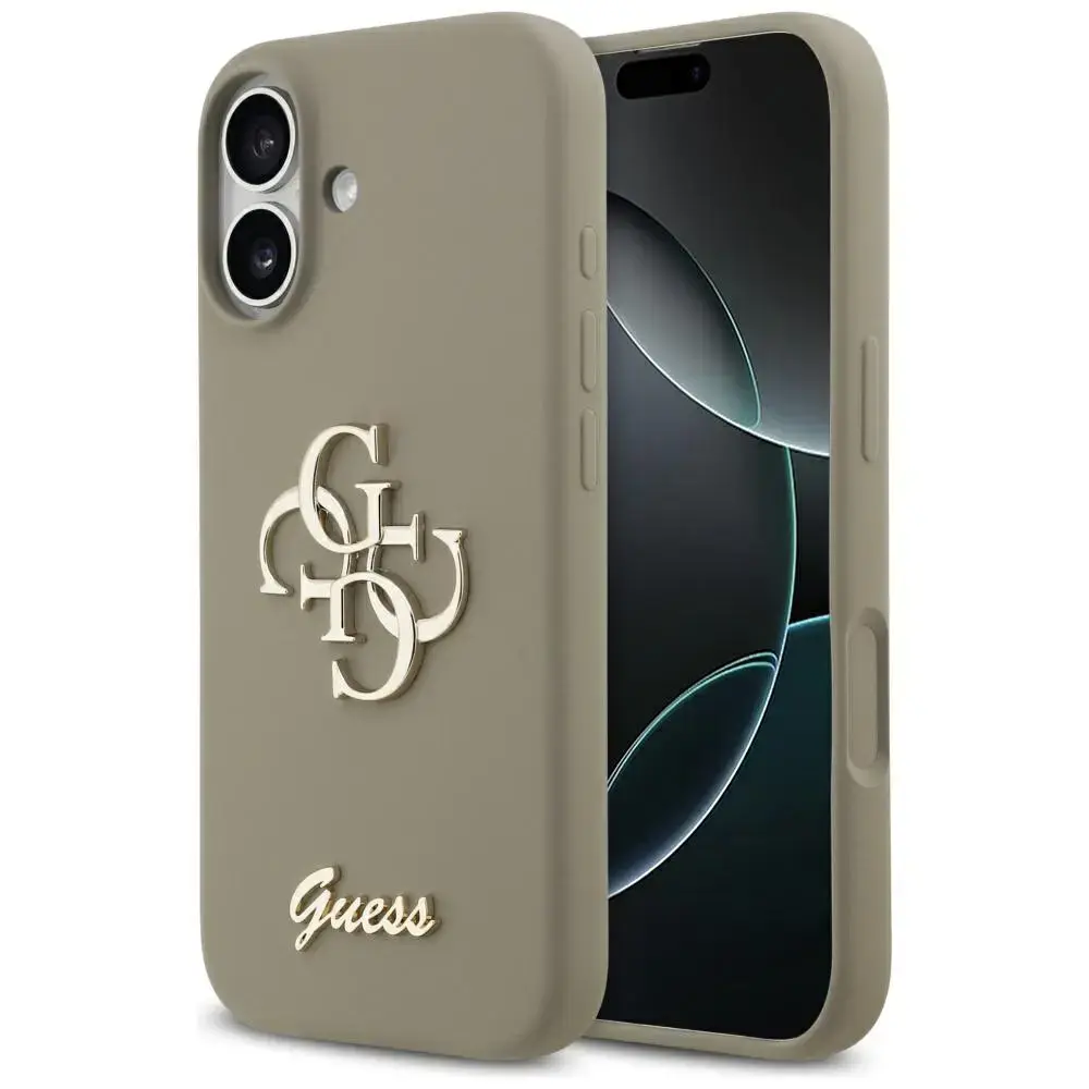 Guess Silicone Big 4G Script maciņš telefonam iPhone 17 brūns