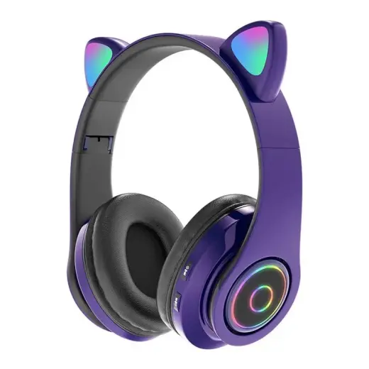 HEADPHONES BLUETOOTH B39 CAT EARS PURPLE