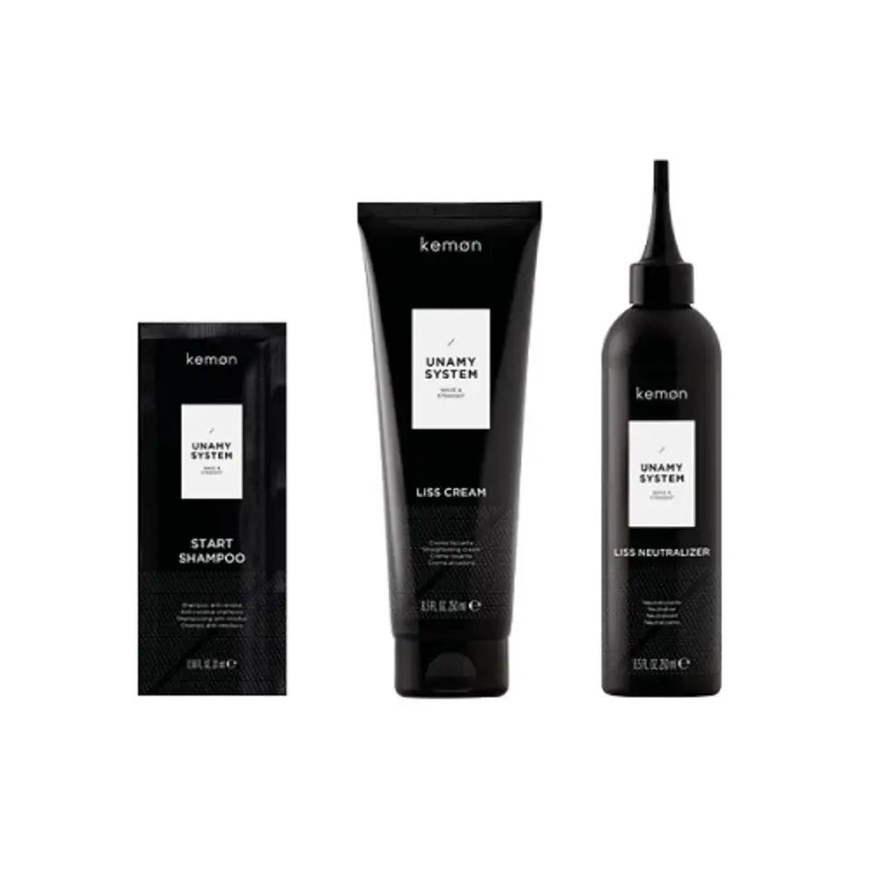 Unamy System Liss Set Kemon: Start, Hair Shampoo, 20 ml + Liss Cream, Hair Treatment Cream Mask, 250 ml + Liss Neutralizer, Hair Treatment Lotion Mask, 250 ml