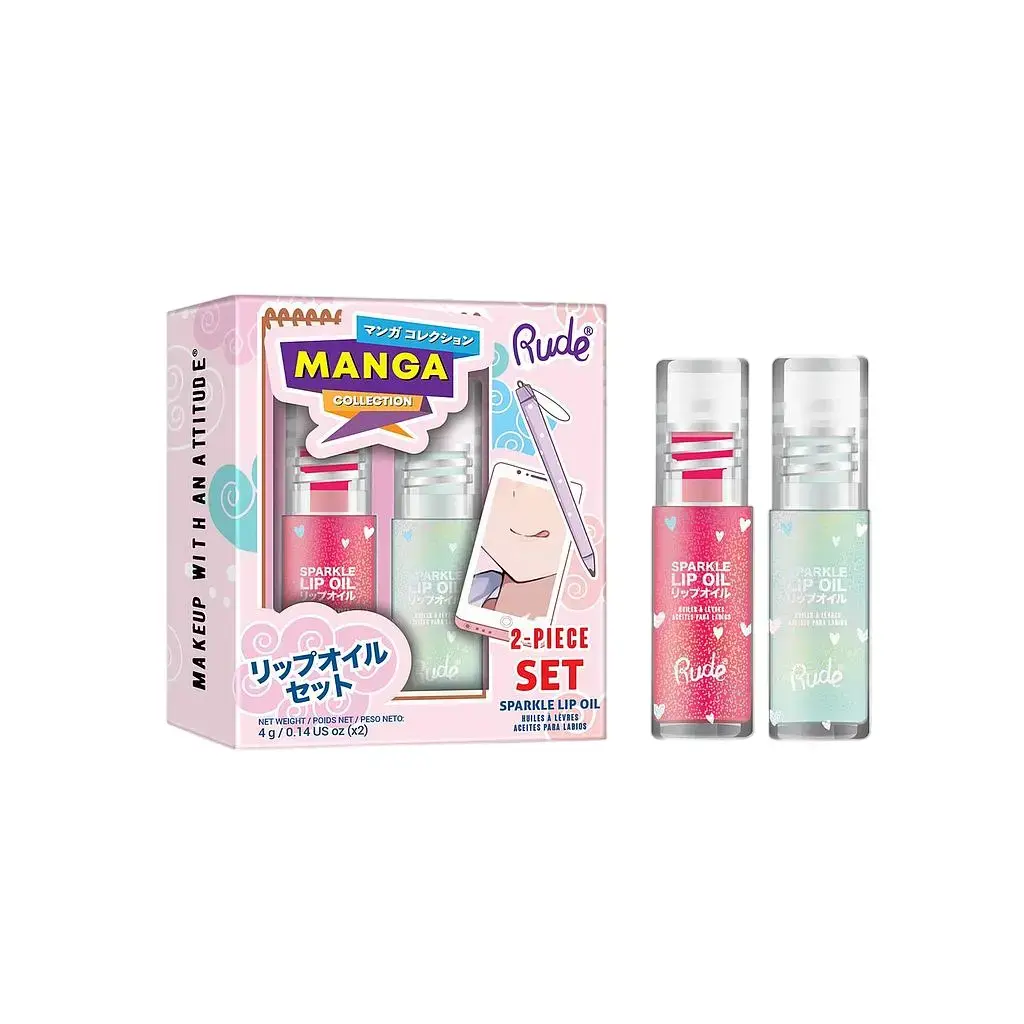 Set Rude Cosmetics: Mint Sparkle, Lip Oil, 4 ml + Watermelon Sparkle, Lip Oil, 4 ml