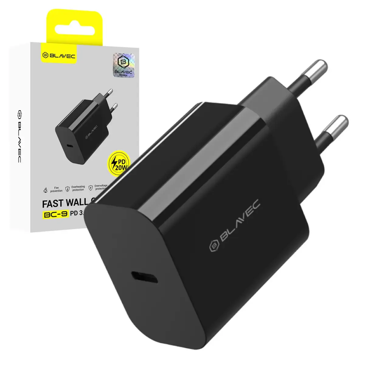 Blavec BC-9 tīkla lādētājs | 20W | PD | USB-C | melns