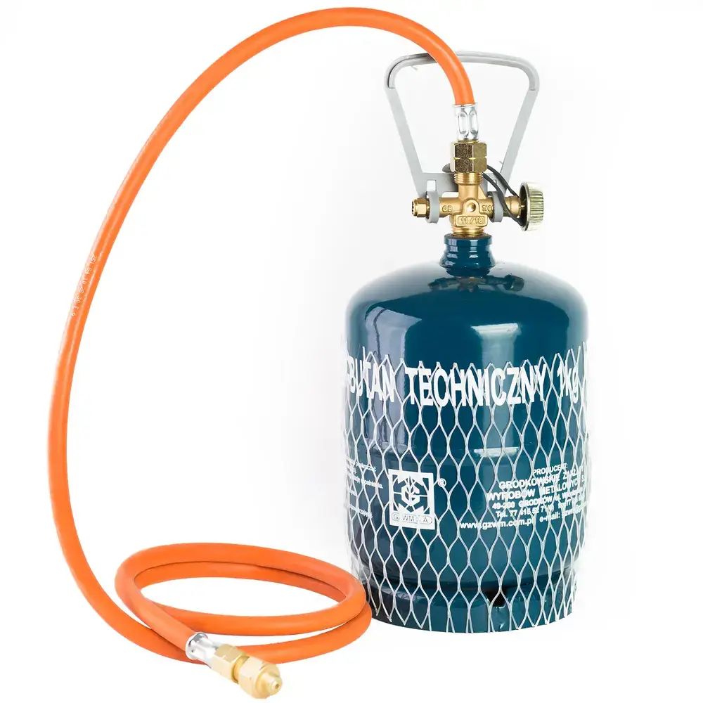 Reduction connection to a tourist gas cylinder G 3/8" L - 7/16" hose 1.5 m