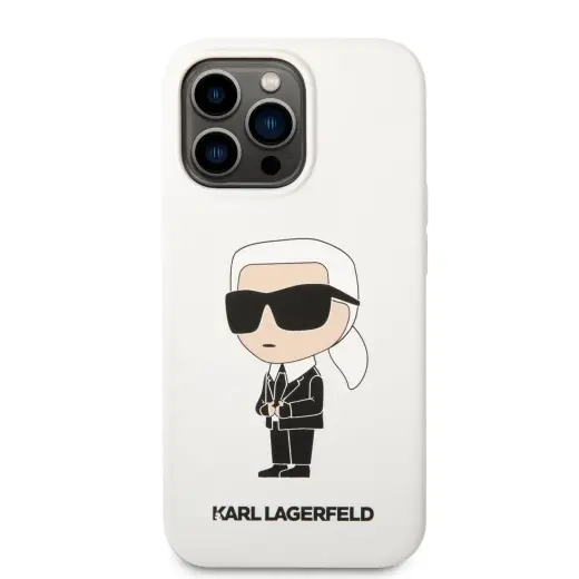 Karl Lagerfeld Liquid Silicone Ikonik NFT Case for iPhone 13 Pro Max White