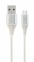 Gembird USB Male - USB Type C Male Premium cotton braided 1m Silver