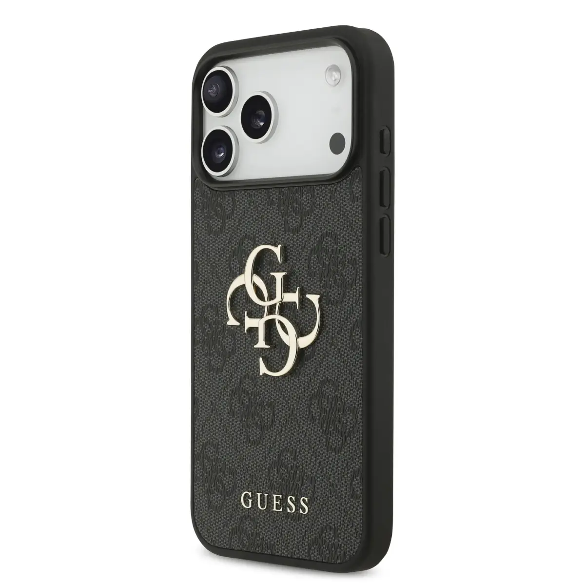 Guess PU 4G Metal Logo maciņš telefonam iPhone 18 Pro Max pelēks