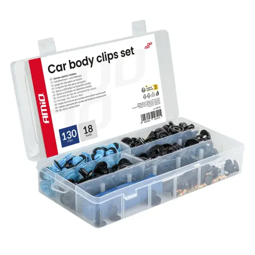 Car body clips set 148 pcs. with tools AMIO-04741