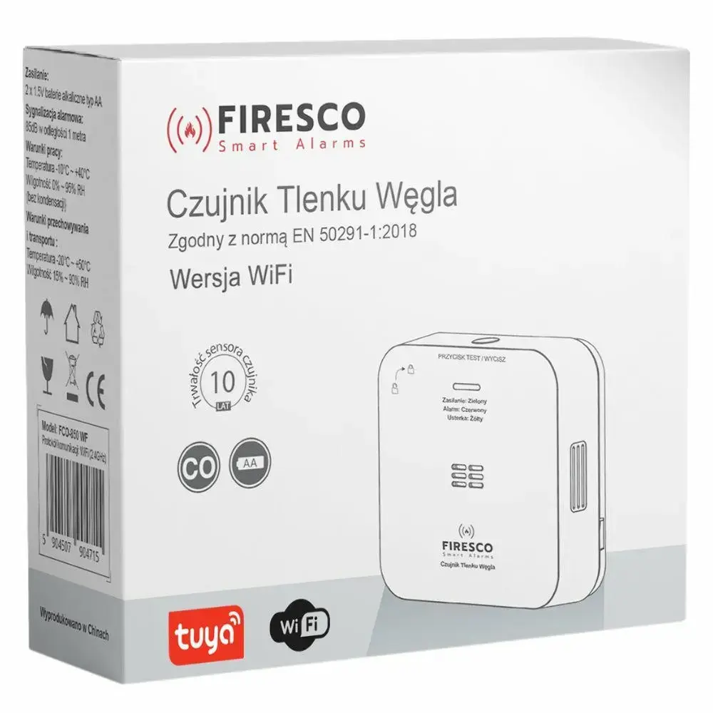 Firesco FCO-850 WF Wi-Fi Carbon Monoxide Detector Tuya Smart Life