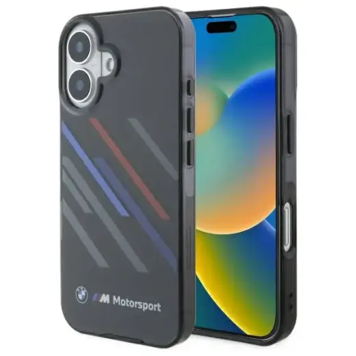 BMW BMHCP16M23HTRAK iPhone 16 Plus 6.7" czarny|black hardcase Motosport IML Random Stripes
