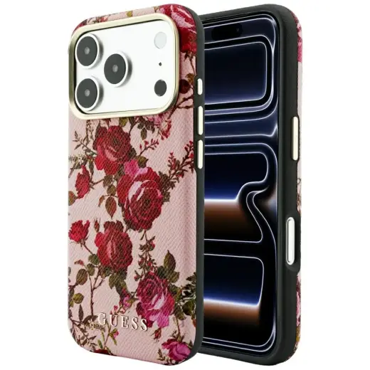 Guess Blossom Roses Print MagSafe Case for iPhone 18 Pro / 17 Pro - Pink