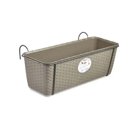 Lillekast rõdudele metallist hoidjaga Looduslik 50x18x16cm hall