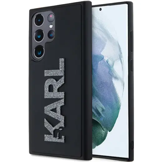 Karl Lagerfeld KLHCS24L3DMBKCK 3D Rubber Glitter Logo phone case for Samsung Galaxy S24 Ultra black