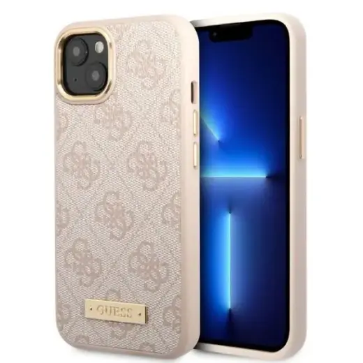 Guess GUHMP13MU4GPRP iPhone 13 6,1" różowy|pink hard case 4G Logo Plate MagSafe