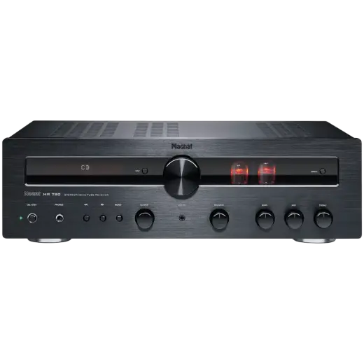 Magnat Amplifier MR 780, 2-channel, 100 Watt amplifier. Stereo hybrid receiver with 2 x ECC81 tubes, Black.