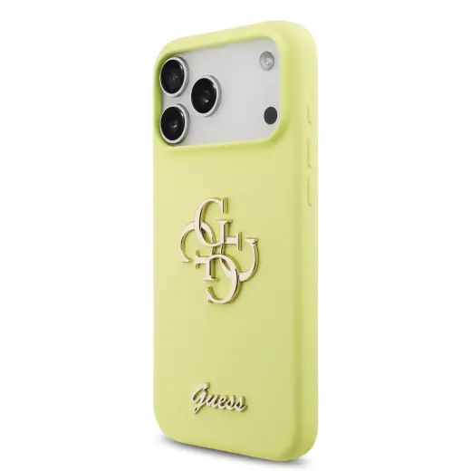 Guess Liquid Silicone 4G Metal Logo Case for iPhone 17 Pro Max Yellow