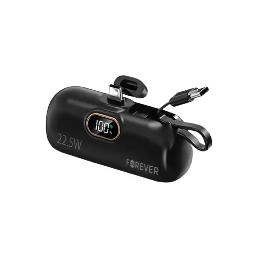 Forever MTB-100 išorinė baterija (powerbank) | 5 000 mAh | 22.5W | USB-C | juodas