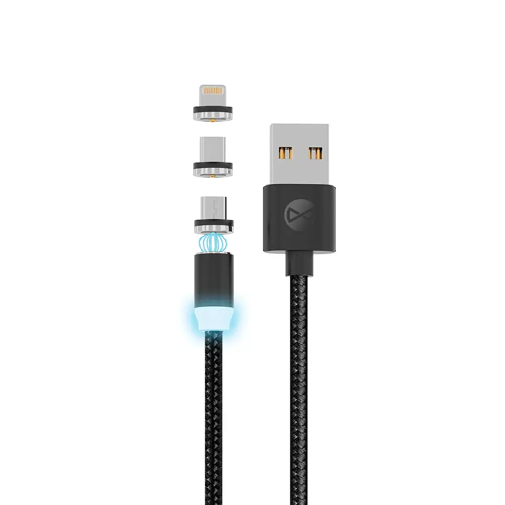 Forever Core 3in1 magnetic cable USB - Lightning + USB-C + microUSB 1,0 m 2,5A black