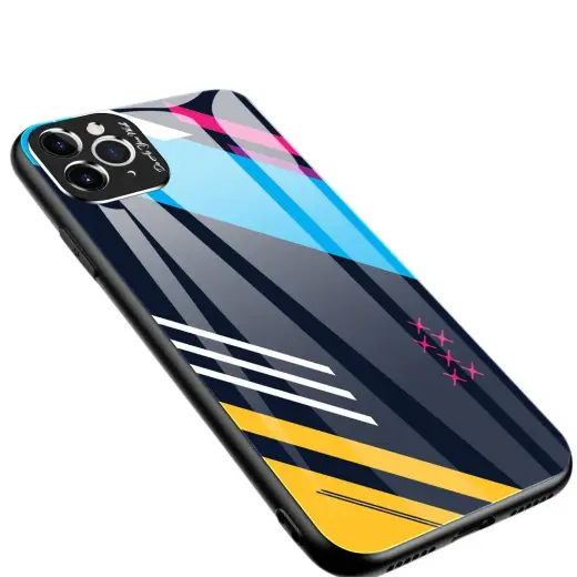 Color Glass Durable phone case for iPhone 11 Pro Max multicolor (with tempered glass in set)