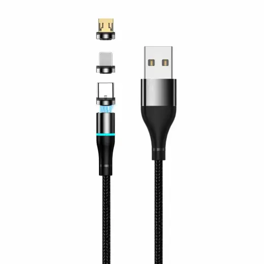 Setty 3-in-1 data transfer and charging cable | USB-A to USB-C, Micro USB, Lightning | 10W | 1m | black