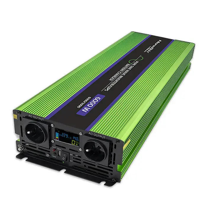 Qoltec Pure Sine Wave Inverter Monolith | battery charger | UPS | 3000W | 6000W | 12V to 230V | LCD