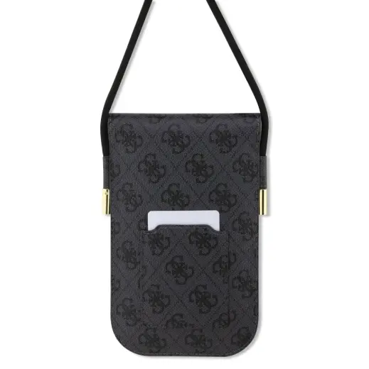Guess PU 4G Metal Logo Script Phone Bag Black