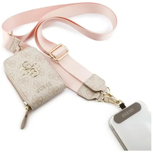 Universal lanyard with wallet Guess 4G   Metal Logo pink