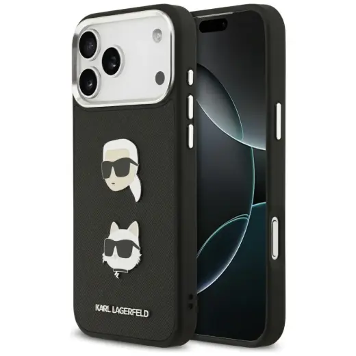Karl Lagerfeld FW Grained maciņš telefonam iPhone 17 Pro Max melns