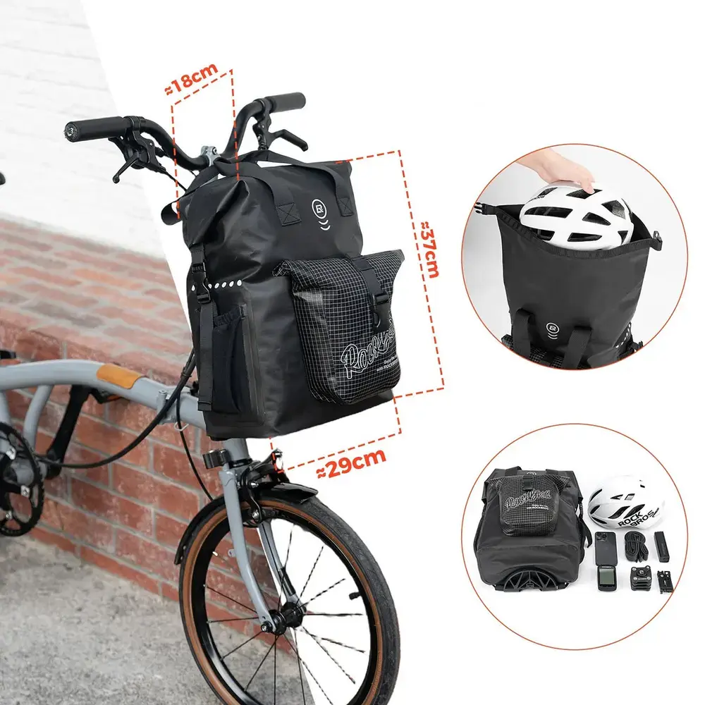 Torba rowerowa Rockbros AS-158 na kierownicę do roweru składanego Brompton 18 l - czarna