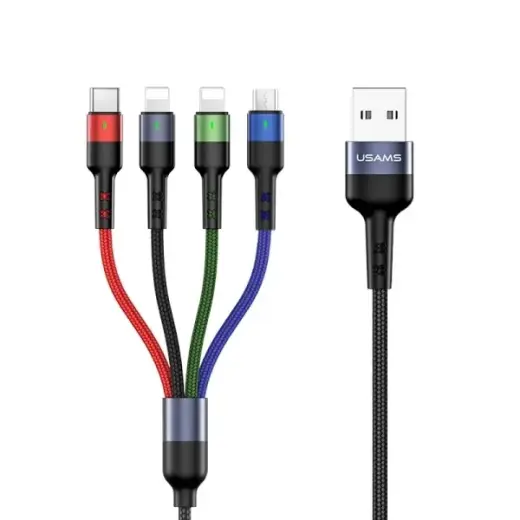USAMS SJ413USB01 3-in-1 data transfer and charging cable | USB-A to Lightning | 10W | 3m
