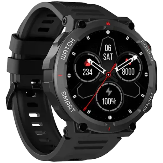 Blackview W50 Black, 1.39-inch HD LCD 360x360, 370mAh Battery, 24-hour SpO2 Detection + Heart Rate Monitoring, Calls and SMS notification, Black