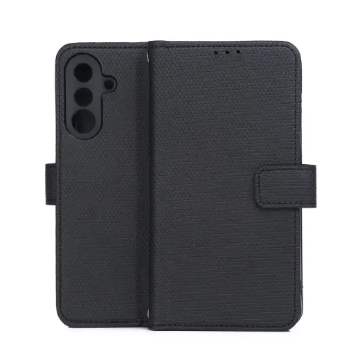 Smart Triangle knyginio tipo telefono dėklas Samsung Galaxy A36 5G (A366) | A56 (A566) juodas