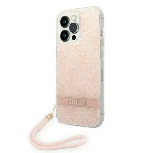Guess GUOHCP14XH4STP iPhone 14 Pro Max 6,7" różowy|pink hardcase 4G Print Strap