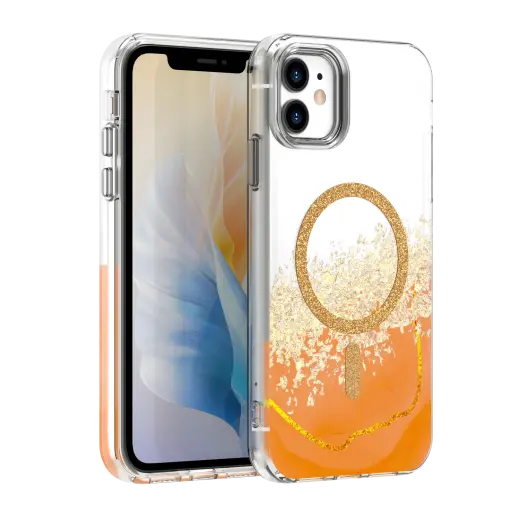 Epoxy Mag telefono dėklas su MagSafe palaikymu iPhone 11 oranžinis