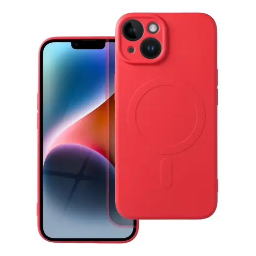 Silicone Mag Cover telefono dėklas su MagSafe palaikymu iPhone 14 raudonas