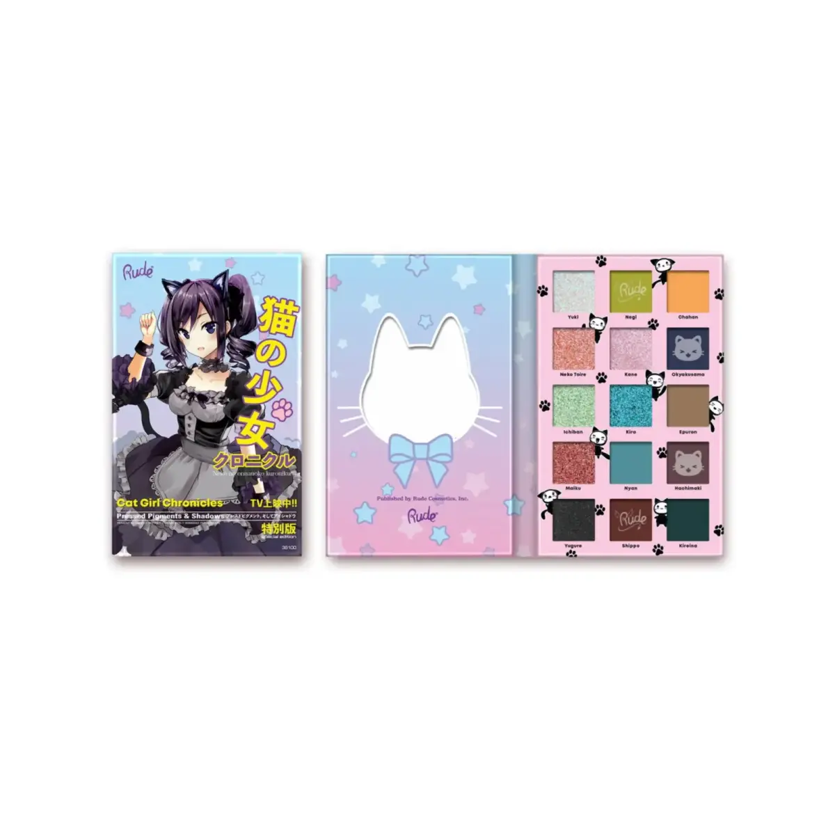 Rude Cosmetics, Cat Girl Chronicles, Eyeshadow Palette, 15 Shades
