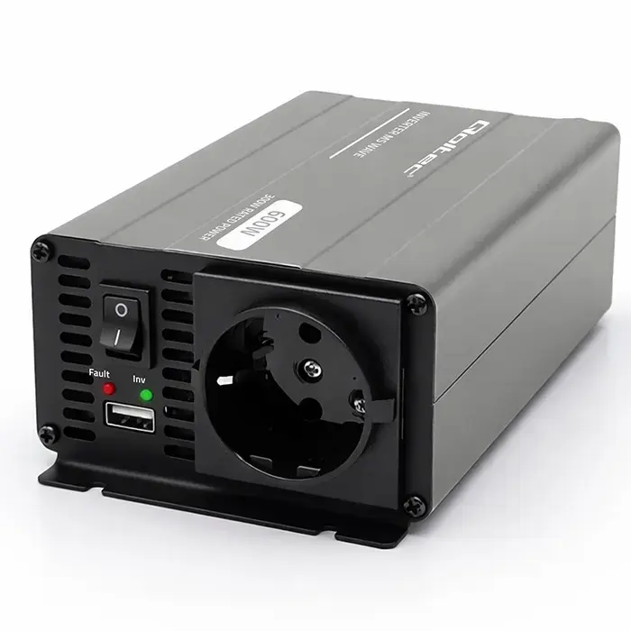 Qoltec MS Wave Voltage Converter | 12V to 230V | 300/600W | USB | Compatible with LiFePO4, GEL and AGM batteries