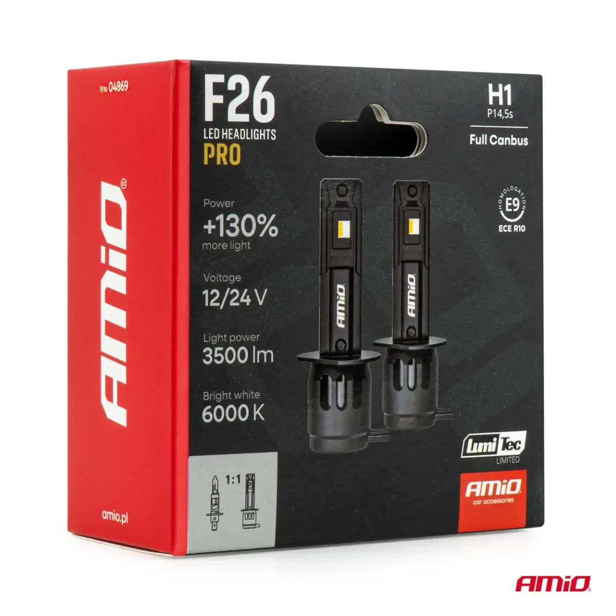 LED Headlights Series F26 PRO LumiTec LIMITED +130% DUO FULL CANBUS H1 12V 24V AMIO-04869